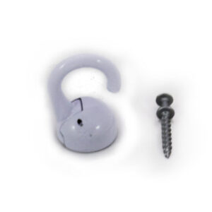 A screw and hook to fix the Tumbo Tugger to your walls or ceiling.